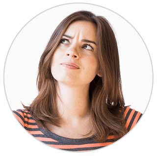 A headshot image of a woman looking confused A headshot image of a woman looking confused